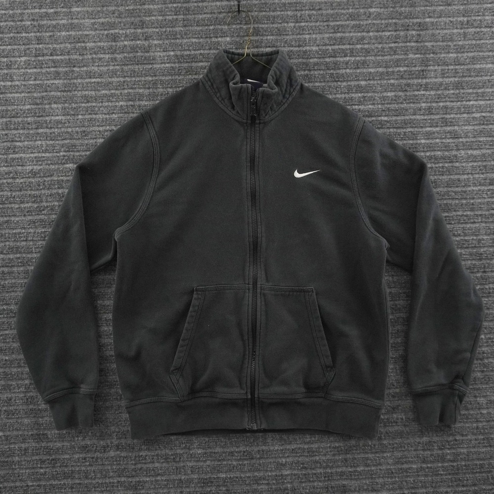 Nike Full Zip Sweatshirt Mens L Black Embroidered Swoosh Mock Neck 611488-010